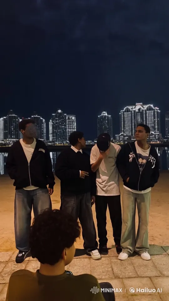 Nighttime City Chase: Group Flees from Giant Fox – AI Generated Video | Hailuo AI
