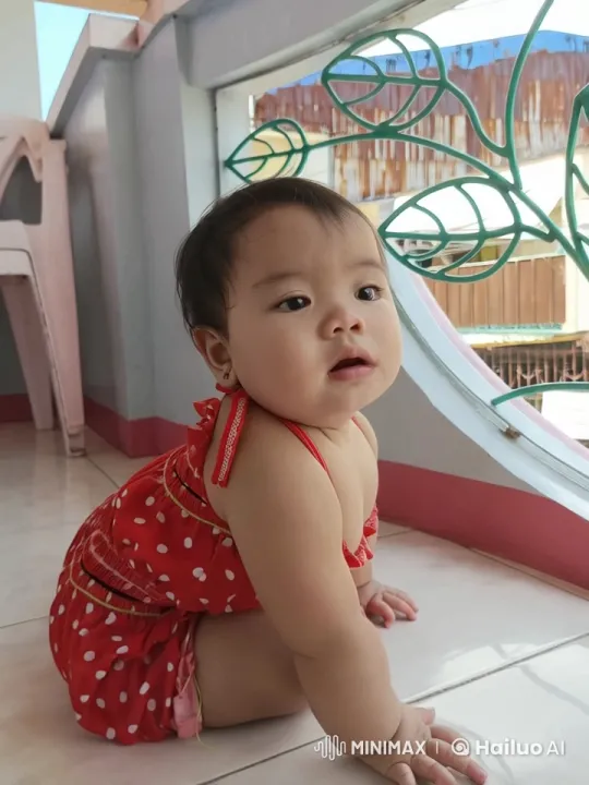 Baby's Joyful Dance in Red Polka-Dot Dress – AI Generated Video | Hailuo AI