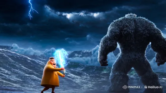 Storm Giant vs. Ferdinand: Epic Battle in a Stormy Landscape – AI Generated Video | Hailuo AI