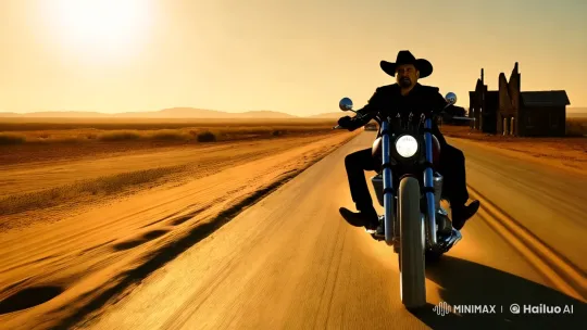 Legendary Band's Musical Duel in an Abandoned Town at Sunset – AI Generated Video | Hailuo AI