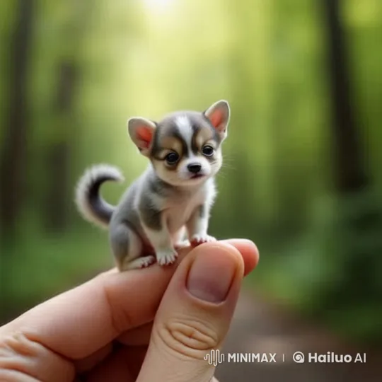 Adorable Puppy Interacts in Lush Forest Setting – AI Generated Video | Hailuo AI