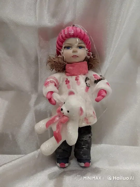 Girl Cherishes Her Teddy Bear in Cozy Winter Outfit – AI Generated Video | Hailuo AI
