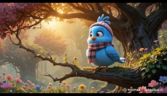 Enchanted Forest: Blue Bird with an Idea Takes Flight – AI Generated Video | Hailuo AI