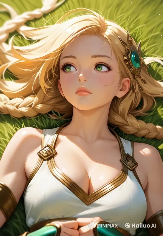 Peaceful Girl in Sunlit Meadow with Braided Hair – AI Generated Video | Hailuo AI