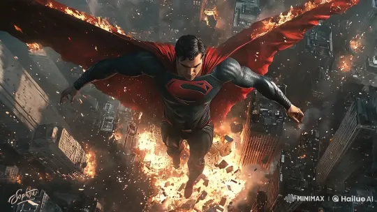 Superman Faces Chaos in a Burning Cityscape – AI Generated Video | Hailuo AI
