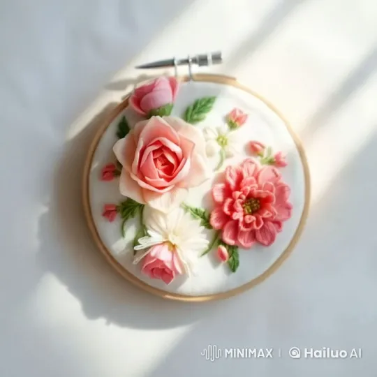 Intricate Floral Embroidery Display – AI Generated Video | Hailuo AI