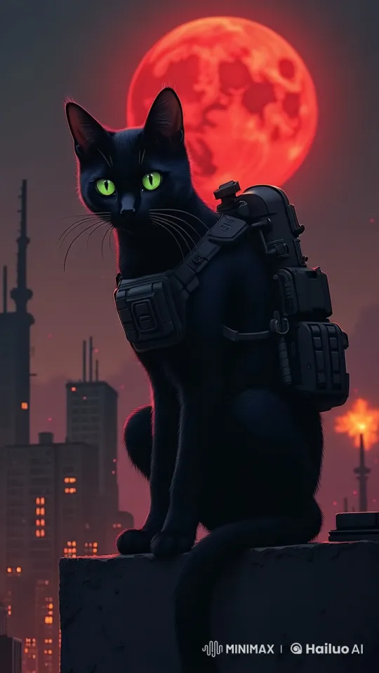 Futuristic Cat Salutes Buzz Lightyear in Live2D Cityscape – AI Generated Video | Hailuo AI