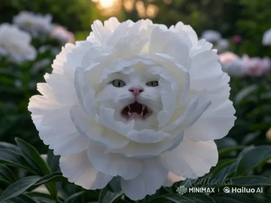 Curious Cat's Face in Swaying Flower – AI Generated Video | Hailuo AI
