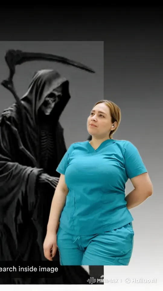 Woman and Grim Reaper Share Tender Embrace – AI Generated Video | Hailuo AI