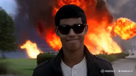 Confident Man Walks Calmly Through Chaos – AI Generated Video | Hailuo AI