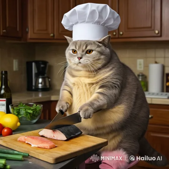 Charming Cat Chef Nathan Cooks with Style – AI Generated Video | Hailuo AI