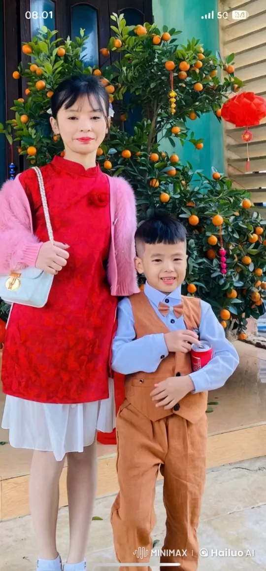 Woman and Boy Enjoy Festive Atmosphere – AI Generated Video | Hailuo AI