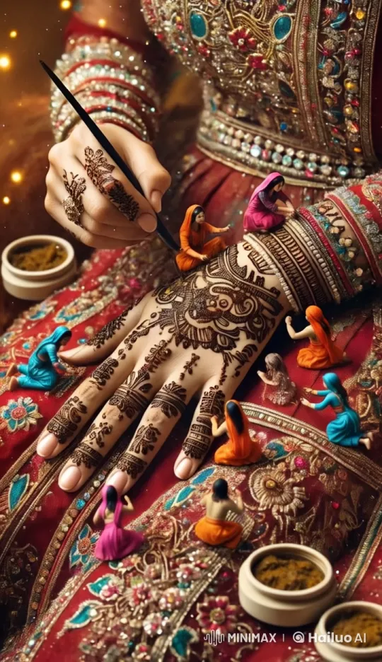 Bridal Henna Artistry by Tiny Hands in Live2D – AI Generated Video | Hailuo AI