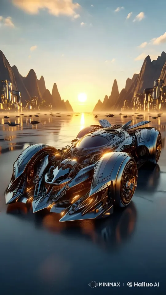 Futuristic Car Showcases Agility in Dynamic Sunset Drift – AI Generated Video | Hailuo AI