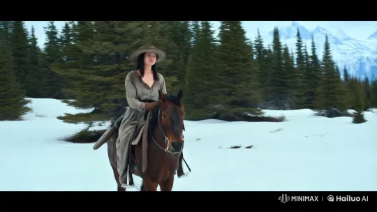 Resolute Rider in Snowy Wilderness – AI Generated Video | Hailuo AI