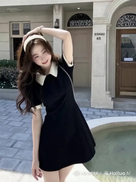 Stylish Young Woman Showcases Elegance in Chic Dress – AI Generated Video | Hailuo AI