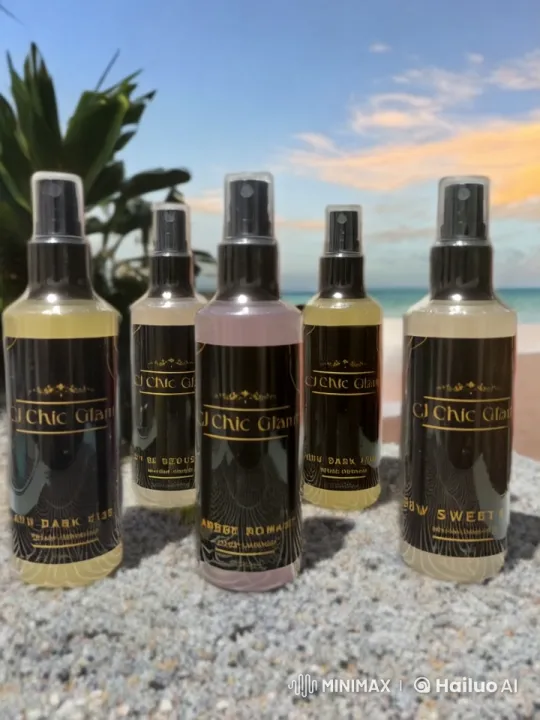 CJ Chic Glamour Eau de Toilette Display on Beach at Sunset – AI Generated Video | Hailuo AI