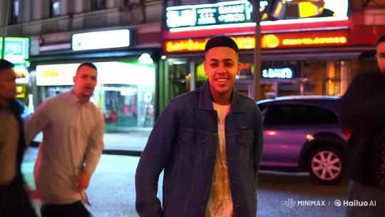 Young Man Fights with Agility in Bustling City Street – AI Generated Video | Hailuo AI