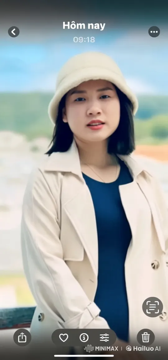Woman in Beige Coat with Gentle Smile in Serene Setting – AI Generated Video | Hailuo AI