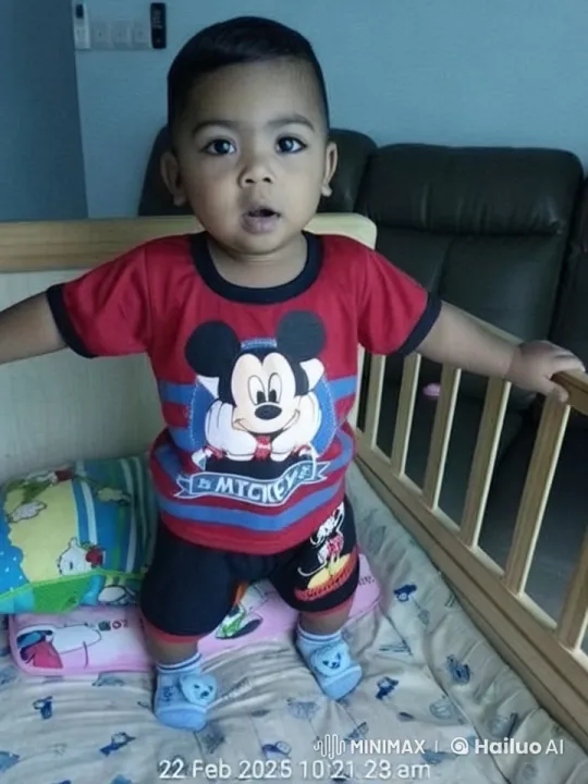 Joyful Child Dancing in Mickey-Themed Crib – AI Generated Video | Hailuo AI