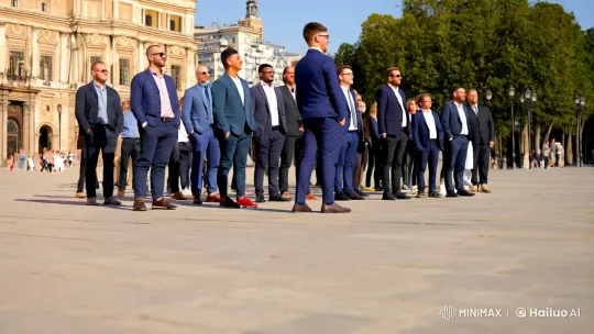 Young Girls Present Flowers to Men in Historic Square – AI Generated Video | Hailuo AI