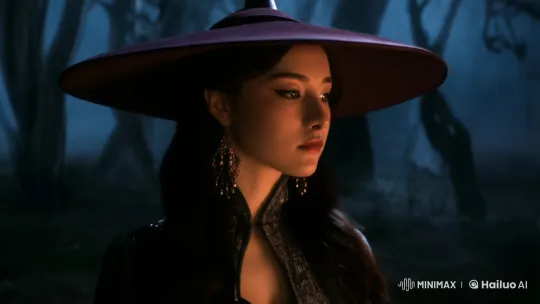 Elegant Witch in Moonlit Forest Confronts Mystery Man – AI Generated Video | Hailuo AI