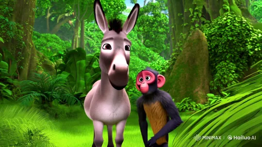 Monkey and Donkey's Friendship in the Jungle – AI Generated Video | Hailuo AI