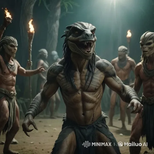 Live2D Animated Ritual of Primal Reptilian Warriors – AI Generated Video | Hailuo AI