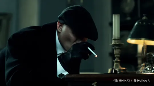 Man in Dark Room Contemplates Strategy with Cigarette – AI Generated Video | Hailuo AI