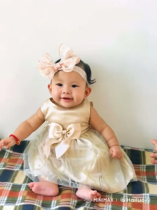 Baby in Cream Dress Showcases Dance and Kung Fu Moves – AI Generated Video | Hailuo AI