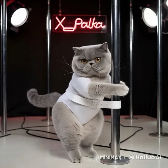 British Shorthair Cat Pole Dancing in Live2D Animation – AI Generated Video | Hailuo AI