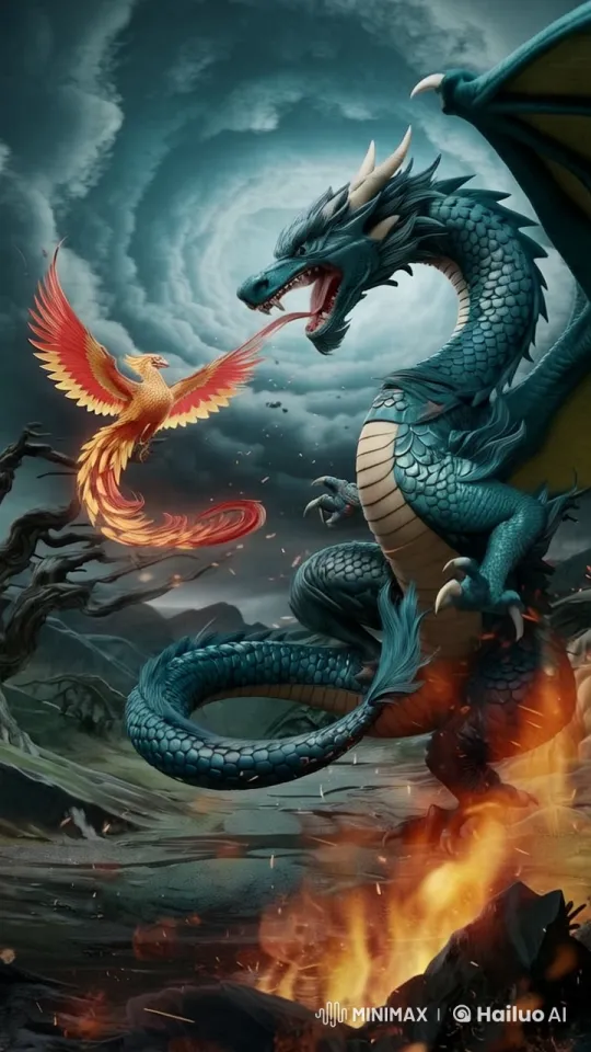 Epic Dragon vs. Phoenix Battle in Live2D Animation – AI Generated Video | Hailuo AI