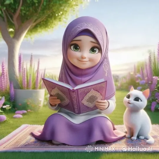 Islamic Girl Reads Quran in Peaceful Garden – AI Generated Video | Hailuo AI