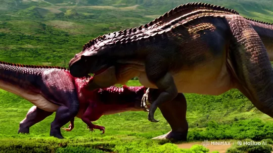 Prehistoric Struggle: Brutal Dinosaur Battle – AI Generated Video | Hailuo AI