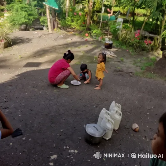 Kids' Playful Kung Fu Battle in Sunlit Backyard – AI Generated Video | Hailuo AI