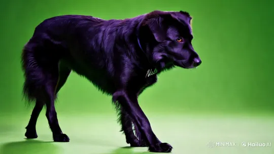 Graceful Black Dog in Slow-Motion on Green Screen – AI Generated Video | Hailuo AI