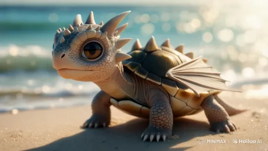 Cute Baby Dragon Frolics on Enchanted Beach – AI Generated Video | Hailuo AI