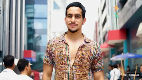 Confident Young Man Showcases Style in Urban Setting – AI Generated Video | Hailuo AI