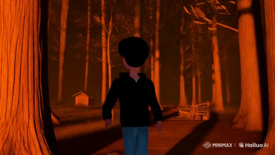 Curious Cartoon Boy Explores Haunted Forest – AI Generated Video | Hailuo AI