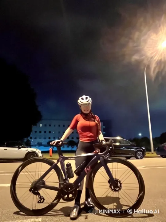 Night-Time Bicycle Ride in Serene Street Setting – AI Generated Video | Hailuo AI