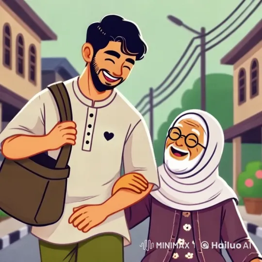 Ahmed and Woman's Warm Interactions in Quaint Neighborhood – AI Generated Video | Hailuo AI