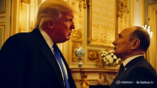 Stylized Clip: Trump and Putin's Surreal Gilded Kiss – AI Generated Video | Hailuo AI