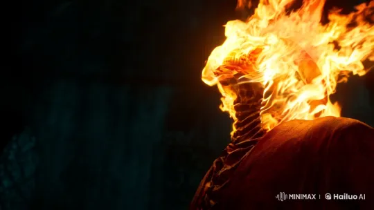 Transformation into Fiery Skull: A Visual Journey – AI Generated Video | Hailuo AI