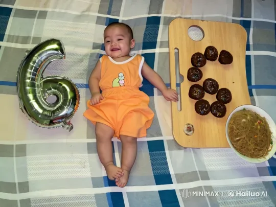 Baby's Playful Celebration with Balloon, Cupcakes, and Kungfu Poses – AI Generated Video | Hailuo AI