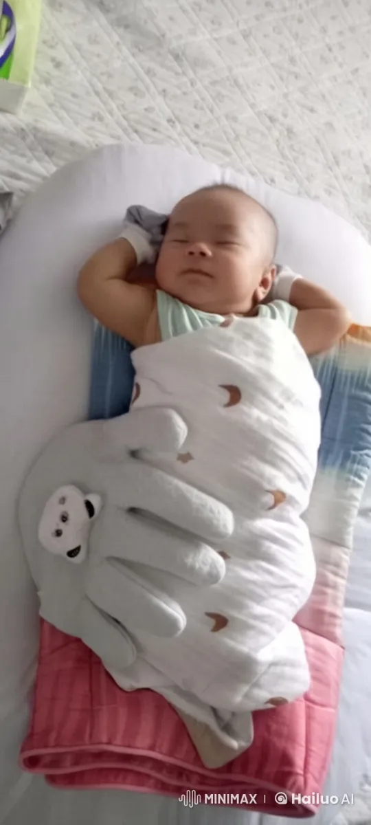 Joyful Baby Dancing on Quilt with Bear Toy – AI Generated Video | Hailuo AI