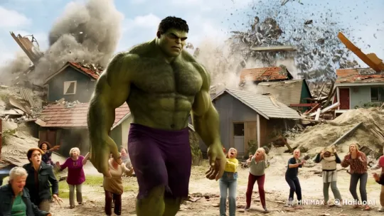 Hulk Stands Firm Amid Earthquake in Rural Village – AI Generated Video | Hailuo AI