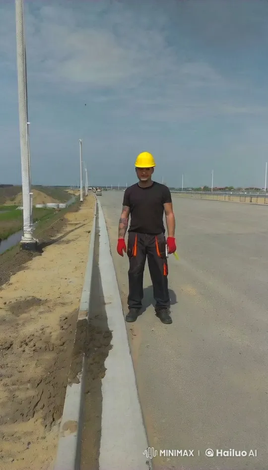 Construction Worker on a Paved Construction Site – AI Generated Video | Hailuo AI