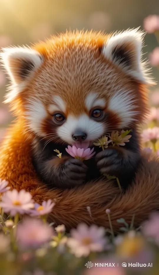 Adorable Creature Examines Flower in Serene Live2D Scene – AI Generated Video | Hailuo AI