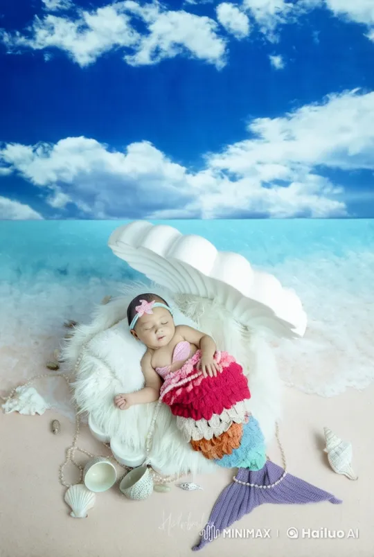 Baby Mermaid Kungfu in Whimsical Beach Setting – AI Generated Video | Hailuo AI