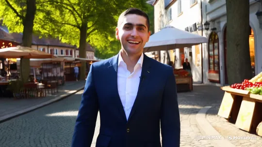 Formal Man Strolls Through Charming Town – AI Generated Video | Hailuo AI